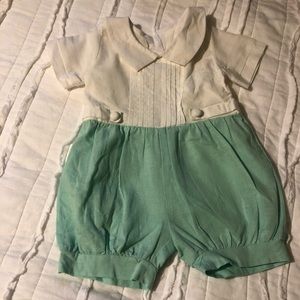 Evies Closet Infant Boy 3 month Mint/Cream outfit